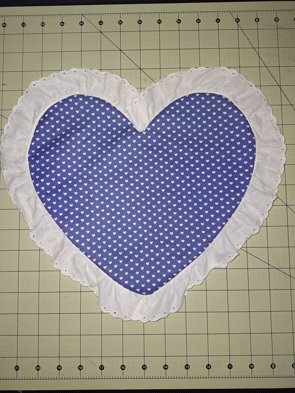 Heart-Shaped Purple Lace-Trim Table Mat /Hot Pad